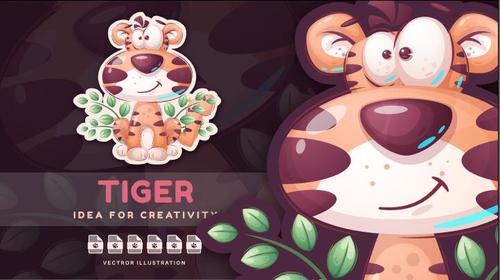 Teddy tiger sticker vector