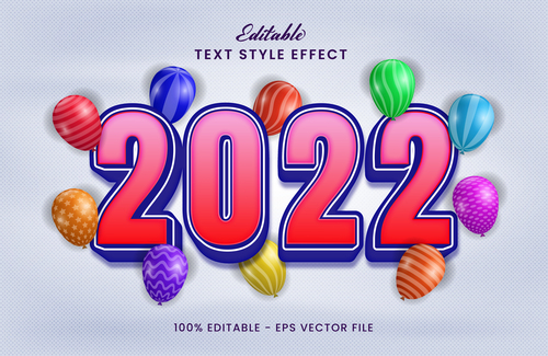 Text 2022 new year effect vector