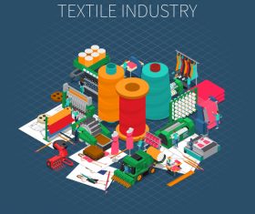 Textile industry isometric composition vector