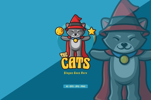 The cats mascot logo vector