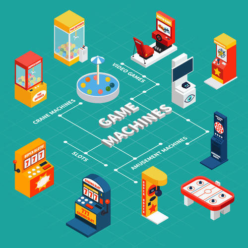 Various game consoles isometric vector