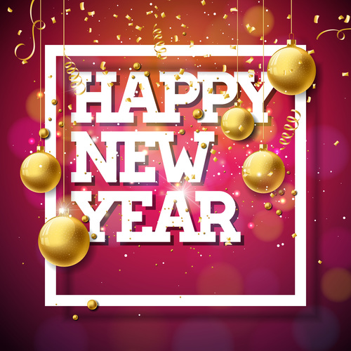 White frame new year greeting card vector