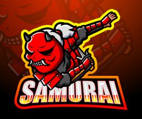 Wild boar samurai logo vector