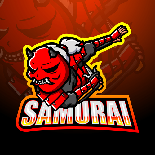 Wild boar samurai logo vector