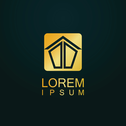 gold abstract home icon logo vector