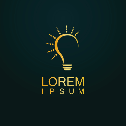 gold light bulb idea logo vector