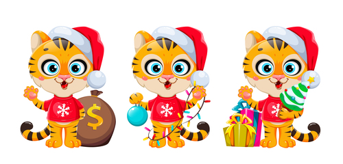 2022 New Year Tiger Christmas Banner Vector