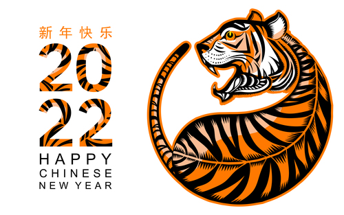 2022 New Year background brown tiger vector