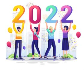 2022 New year celebration illustration vector