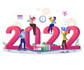 2022 happy new year celebration flat illustration vector