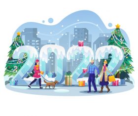 2022 happy new year flat illustration vector