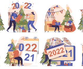 2022 happy new year web illustration vector