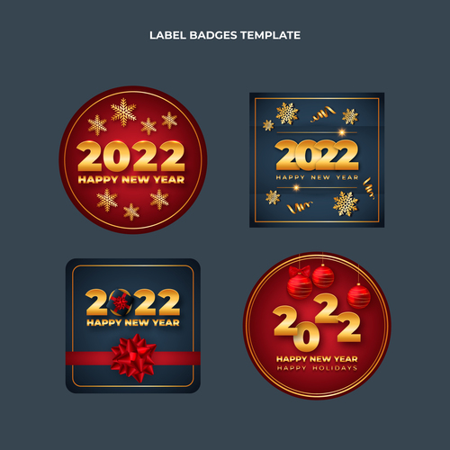 2022 new year label design vector