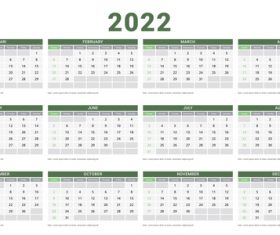 2022 simple calendar template vector