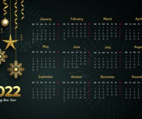 2022 year dark background calendar vector