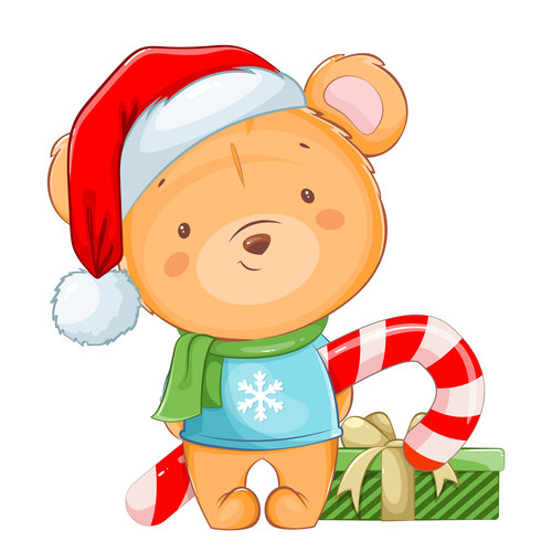 Animal and candy background Christmas poster vector