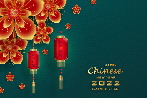 Beautiful china new year greeting card vector