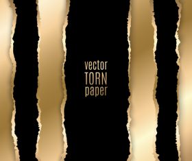 Black and gold torn paper background vector