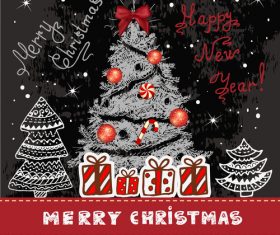 Black and white christmas poster vector