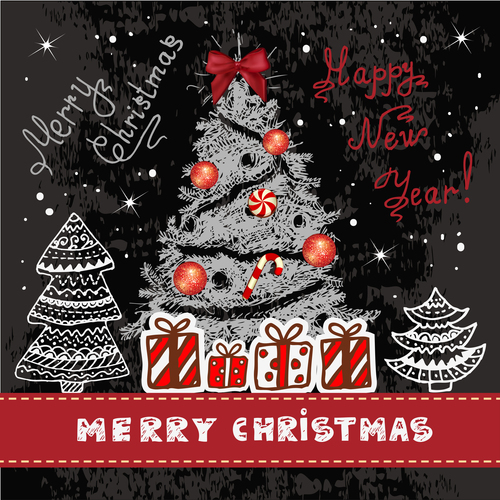 Black and white christmas poster vector