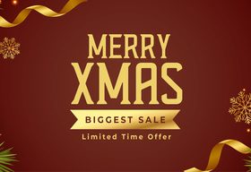 Brown christmas sale promotional banner with 3d elements design vector