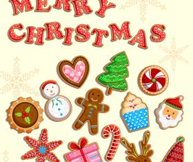 Cartoon Christmas element gingerbread vector