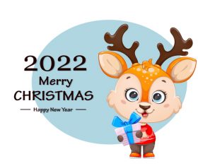 Cartoon animal background 2022 christmas poster vector