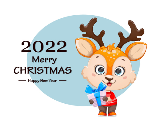 Cartoon animal background 2022 christmas poster vector
