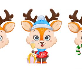 Cartoon deer celebrating christmas banner vector
