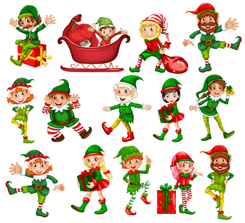 Cartoon set of Christmas characters vector