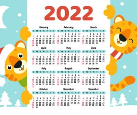 Cartoon tiger year cover calendar 2022 vector