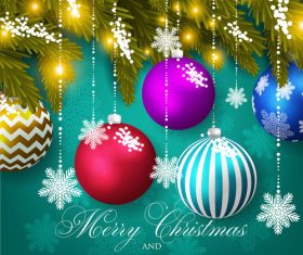 Christmas balls and snowflakes pendant background vector