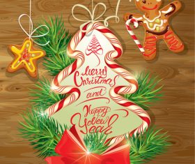 Christmas candy and gingerbread decoration vector