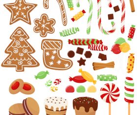 Christmas candy and gingerbread vector
