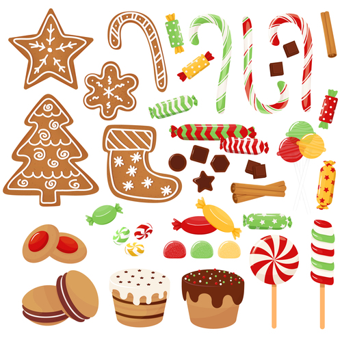 Christmas candy and gingerbread vector free download