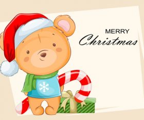 Christmas card animal and candy background vector