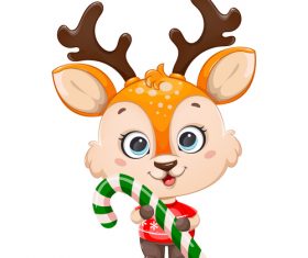 Christmas cartoon animal vector holding candy