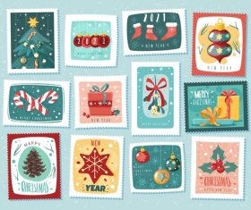 Christmas element stamp vector