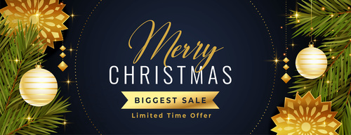 Christmas holiday sale web banner realistic elements design vector