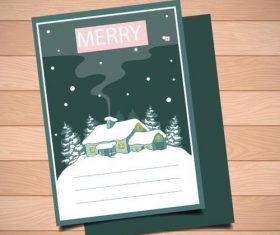 Christmas postcard vector on wooden board