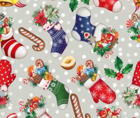 Christmas stocking seamless background vector illustration