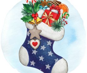 Christmas stocking with gifts vector illustration