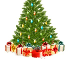 Christmas tree and gift vector