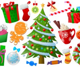 Collection of various Christmas elements vector