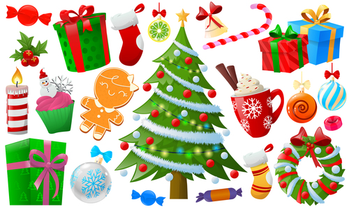 Collection of various Christmas elements vector