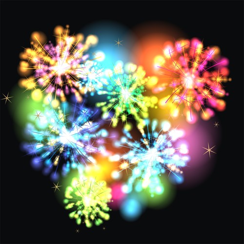 Colorful fireworks background vector