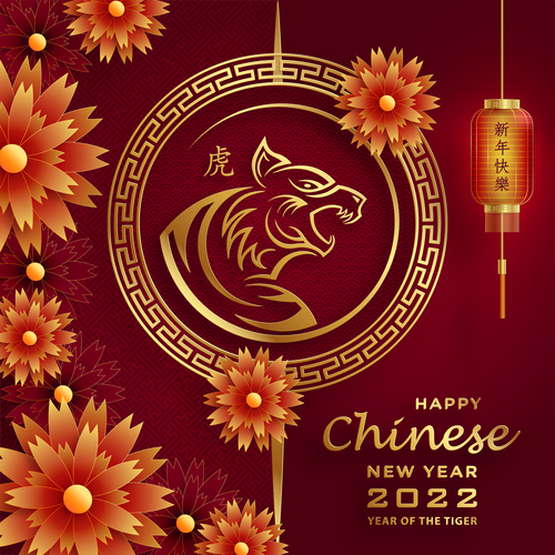 Congratulations China 2022 New Year card vector