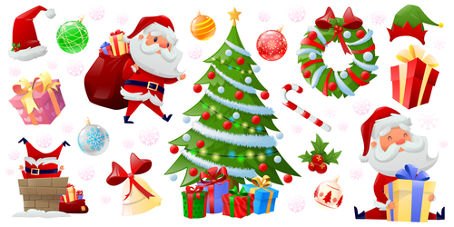 Cute christmas elements vector