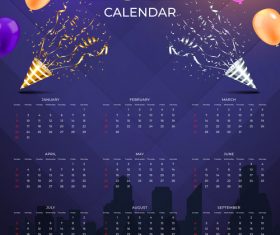 Dark blue background 2022 calendar template vector