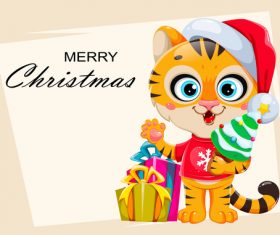 Design tiger year christmas card vector
